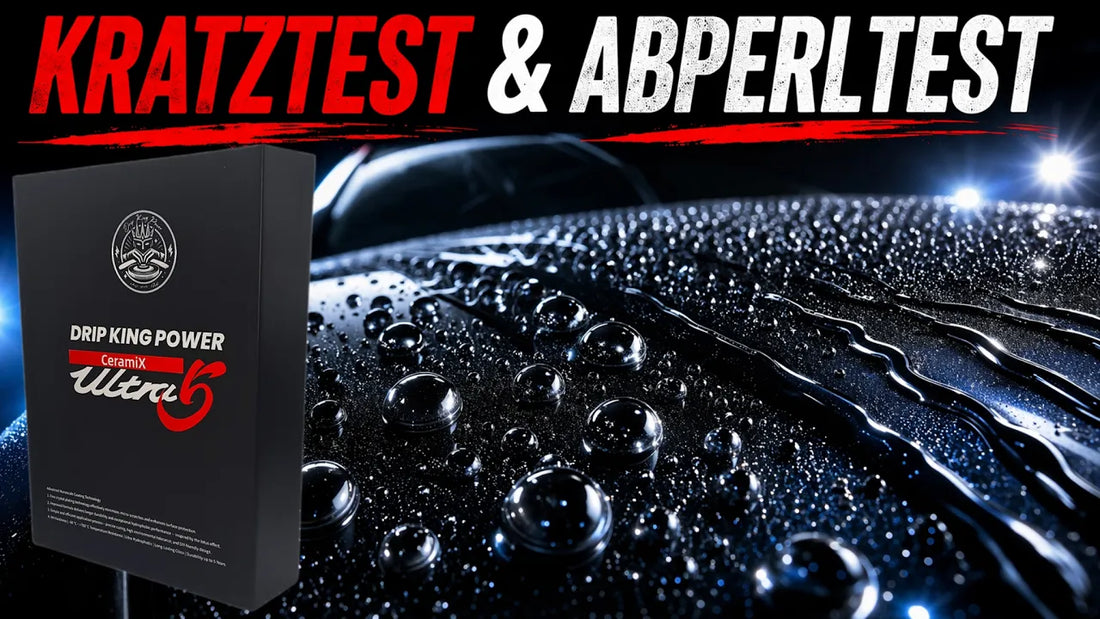DKP CeramiX Ultra 5 Praxistest — Kratztest und Abperltest mit Wasserperlen auf versiegeltem Lack